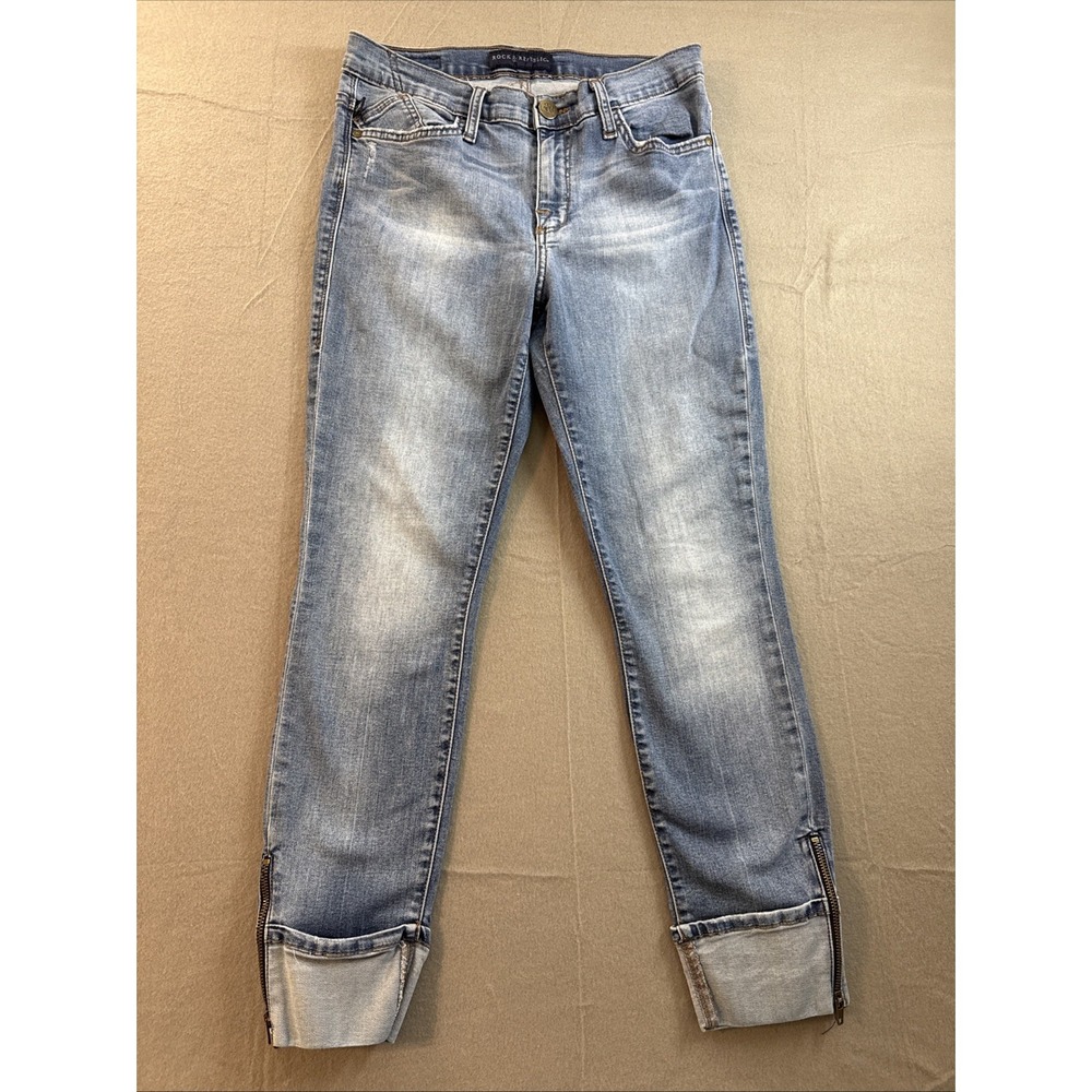Rock & Republic Cuffed Capri With Zipper Accent Women's Sz 10
